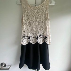 SMALL Black and white lace Romper